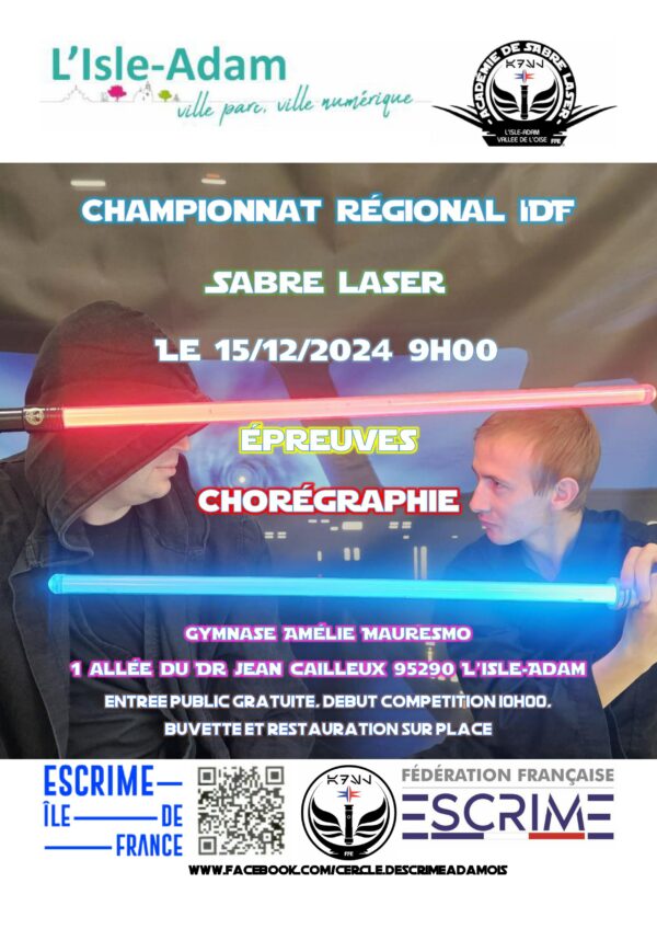 Résultat Championnat Régional Choré IDF Sabre Laser M15/M17-M20/Sen/Vet 15/12/24 L’ISLE ADAM