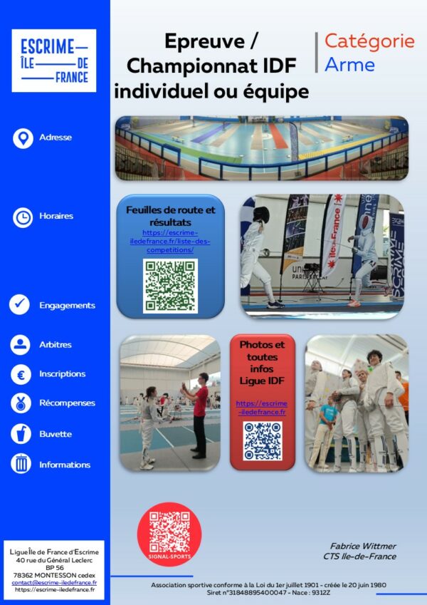 Epreuve IDF 1 Ind Fleuret D et H M17 – 28/09/25 PARIS